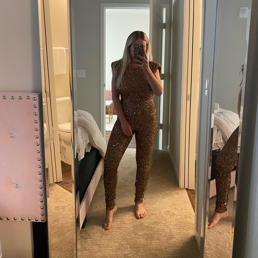 Gold sequin jumpsuit